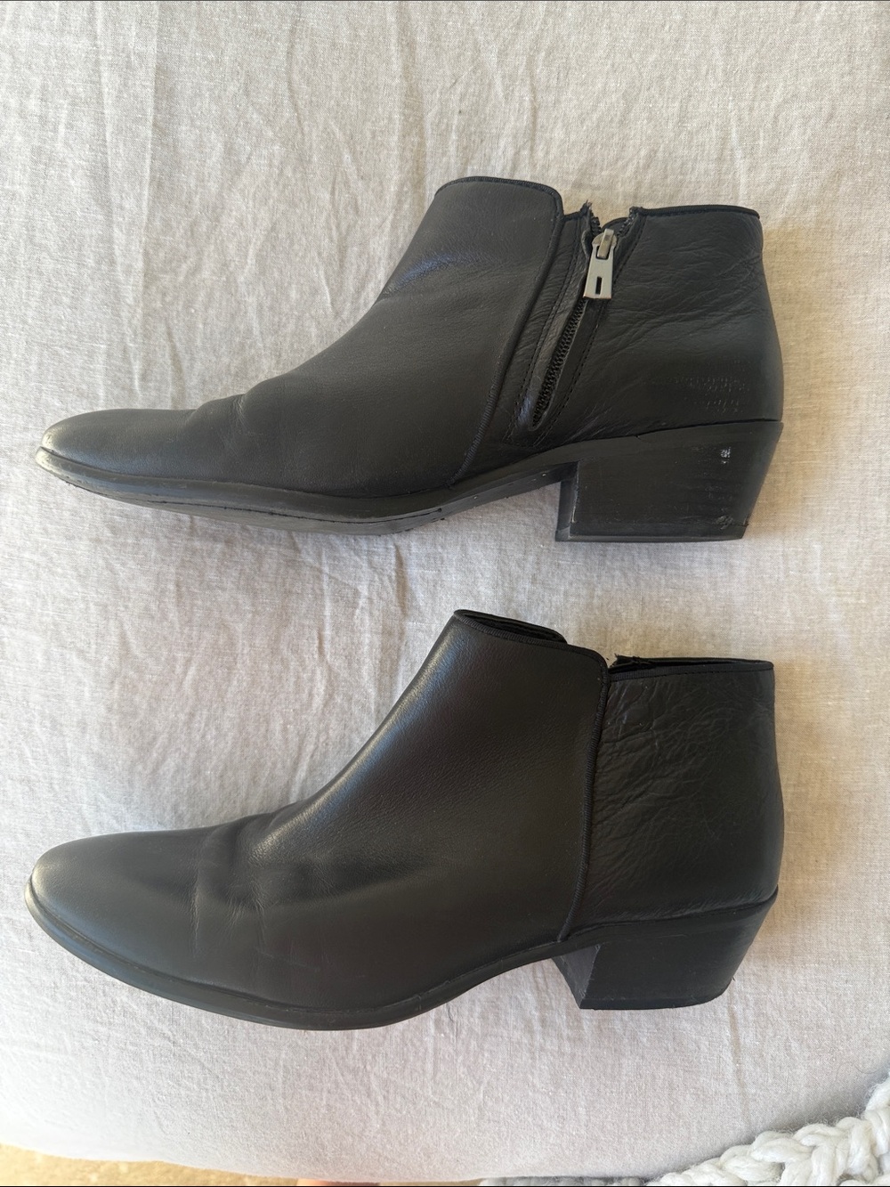 Sam Edelman Black Leather Ankle Booties with Side Zip